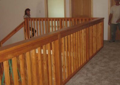 Custom wood stair railing