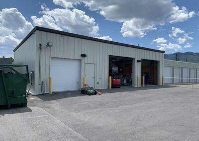 Steel maintenance building in use