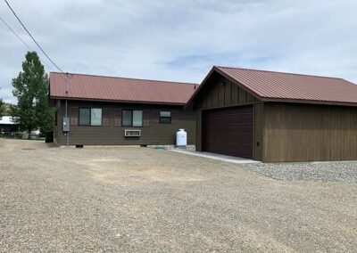 Back yard with finished garage